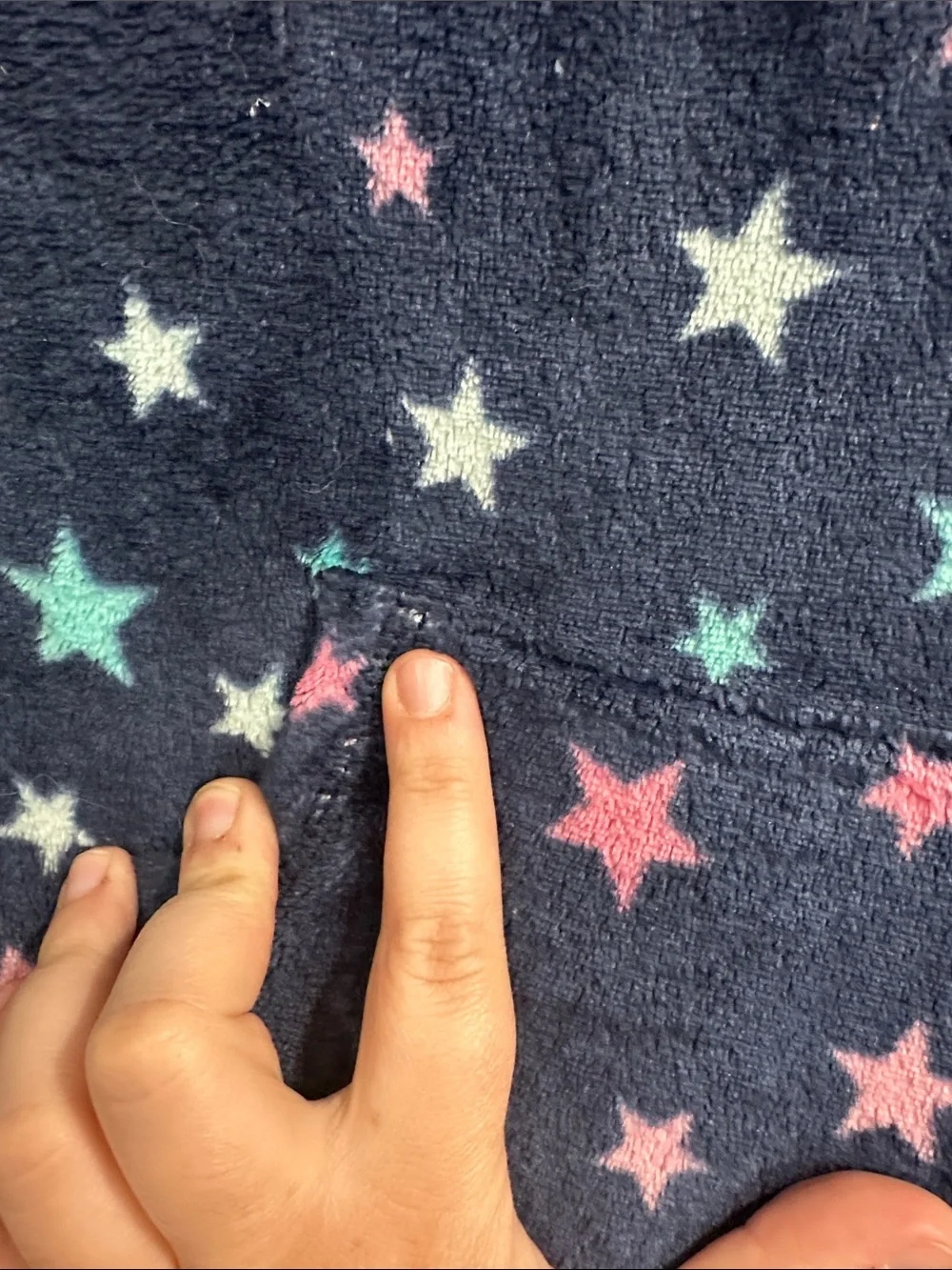 Nautica Navy Fleece Hoodie with Pink, Teal, and White Stars
